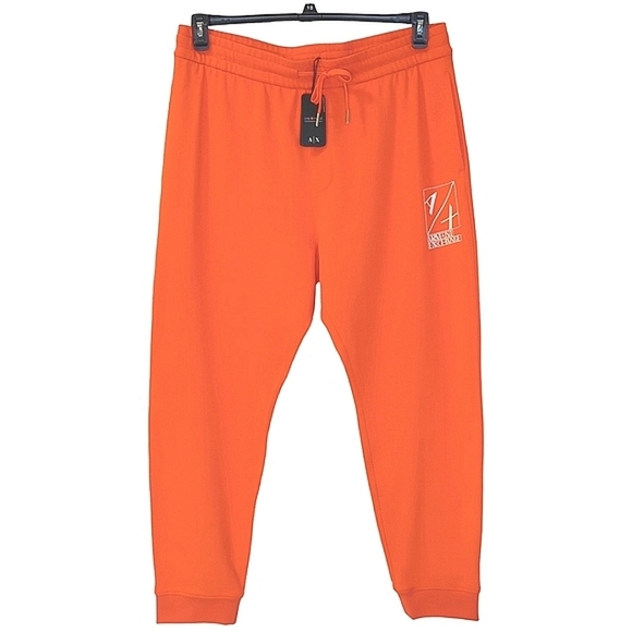 Armani Exchange Men's Icon Logo Cotton Sweatpants Orange NWT Size XL - Picture 1 of 14